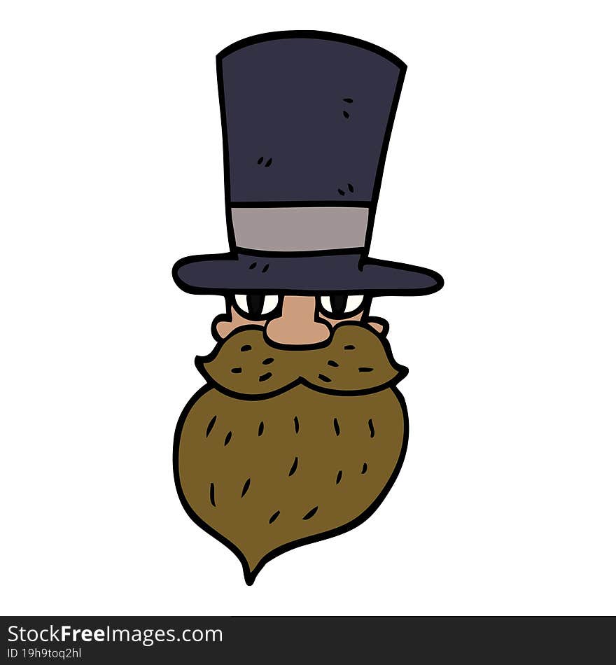 cartoon doodle man in top hat