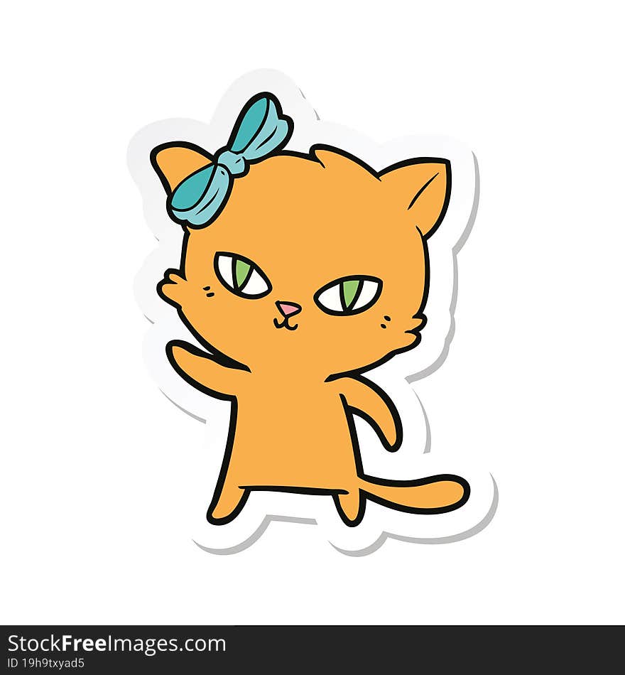 sticker of a cute cartoon cat