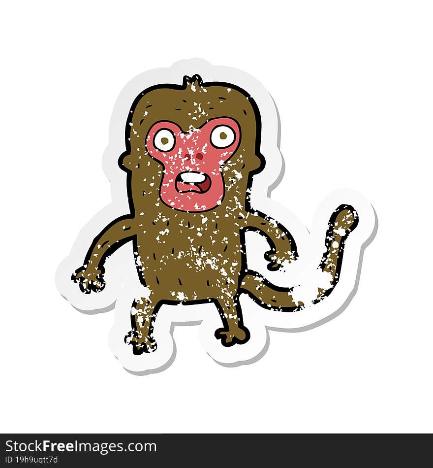 retro distressed sticker of a cartoon monkey