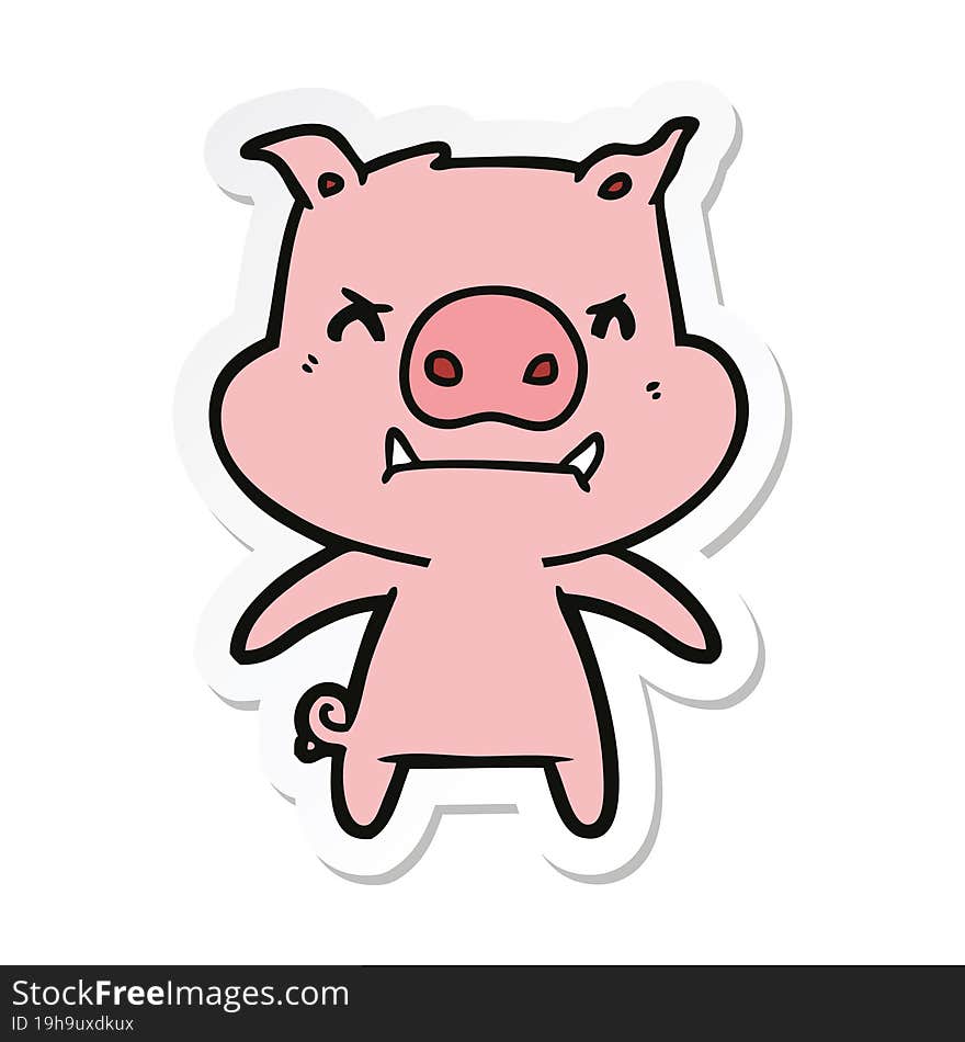 sticker of a angry cartoon pig