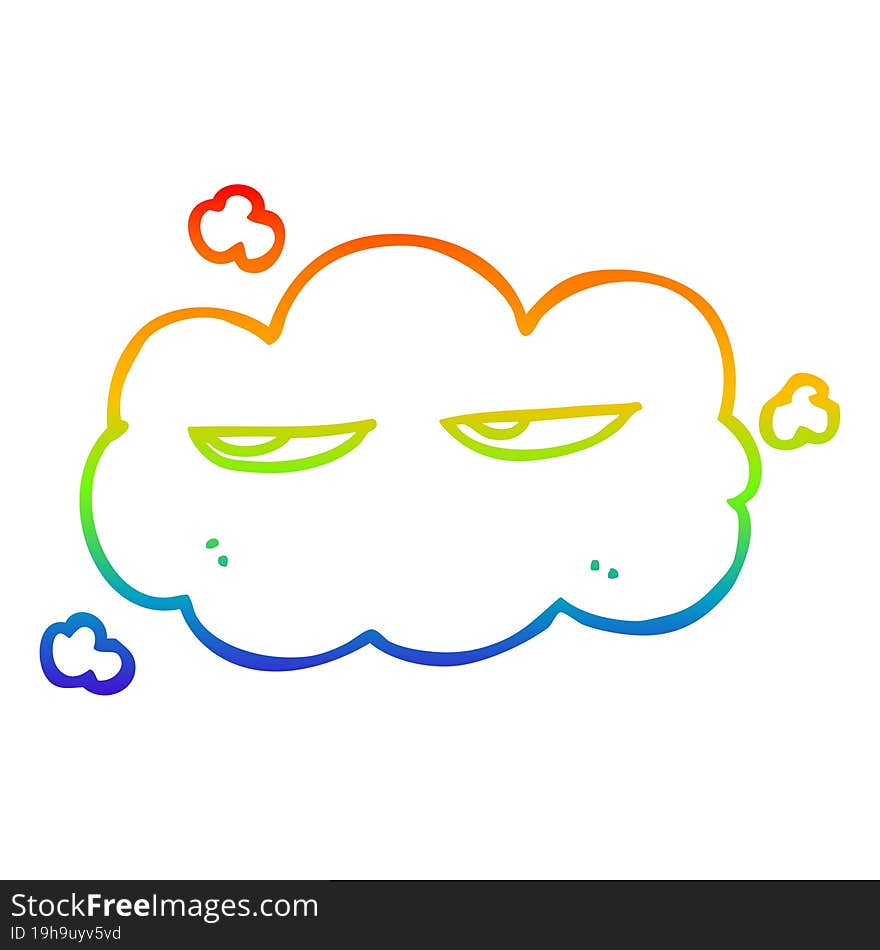 rainbow gradient line drawing cute cartoon cloud