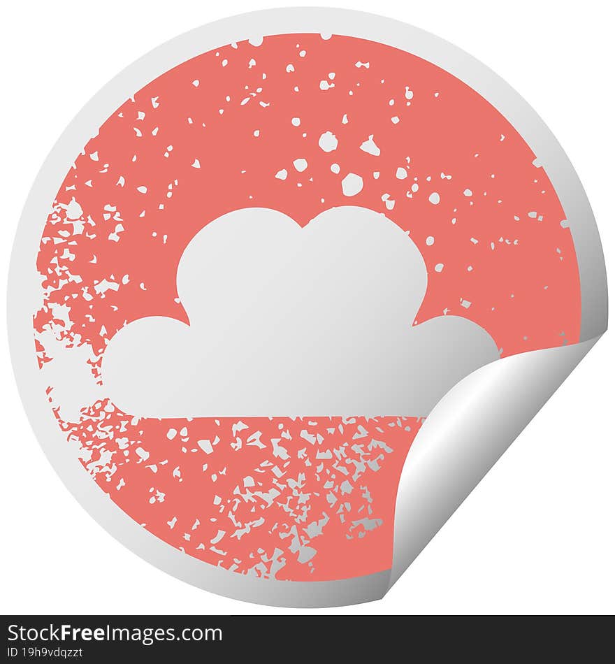 distressed circular peeling sticker symbol snow cloud