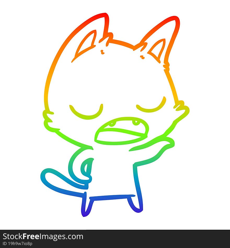 rainbow gradient line drawing talking cat cartoon