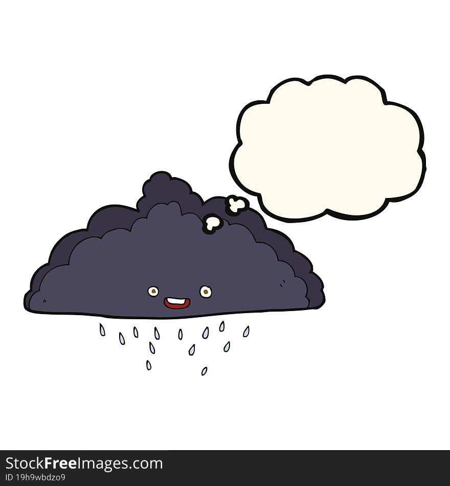 cartoon rain cloud with thought bubble