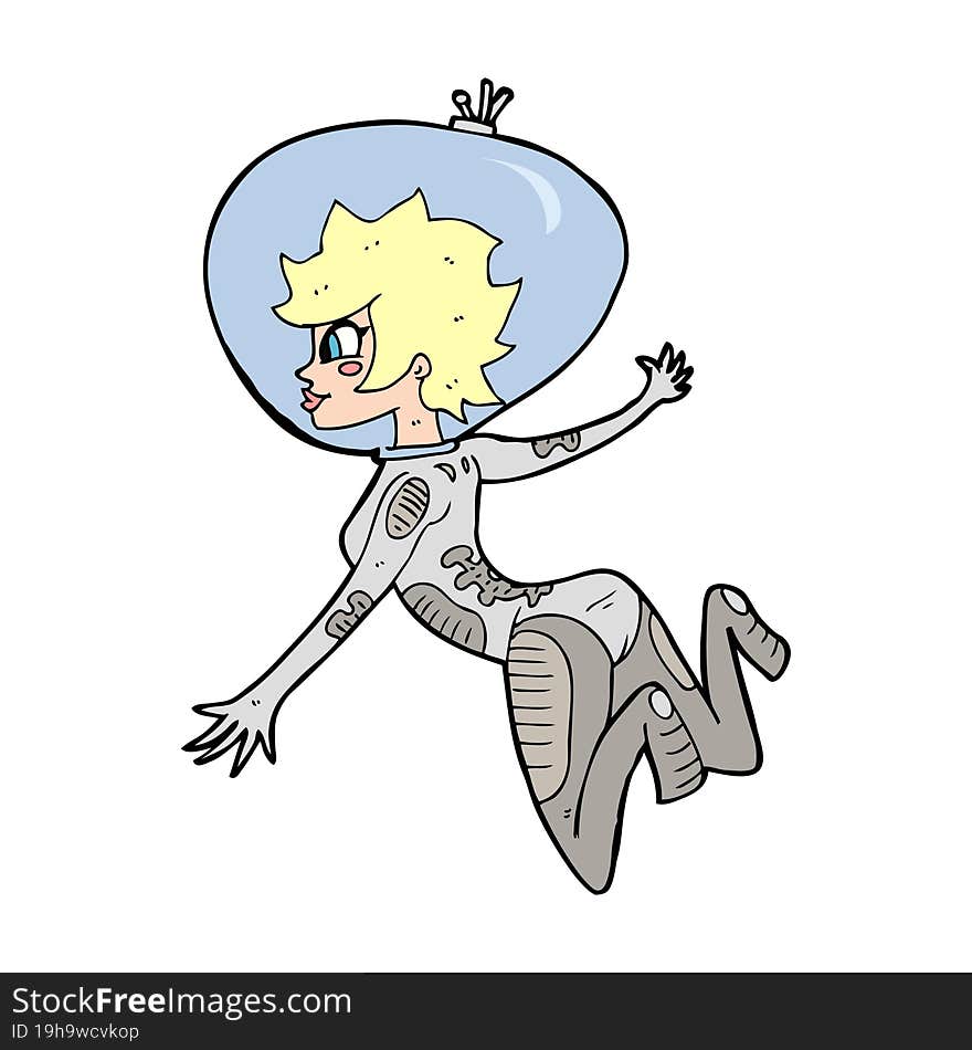 cartoon space woman