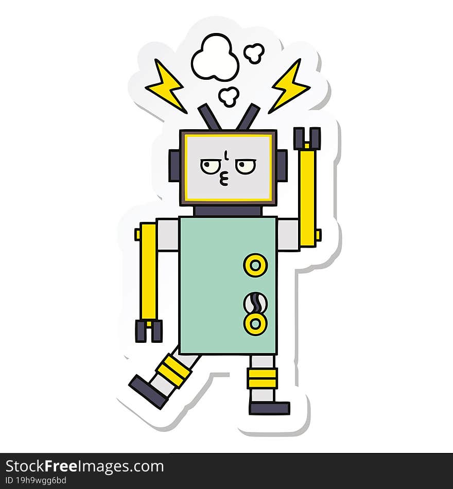 sticker of a cute cartoon robot