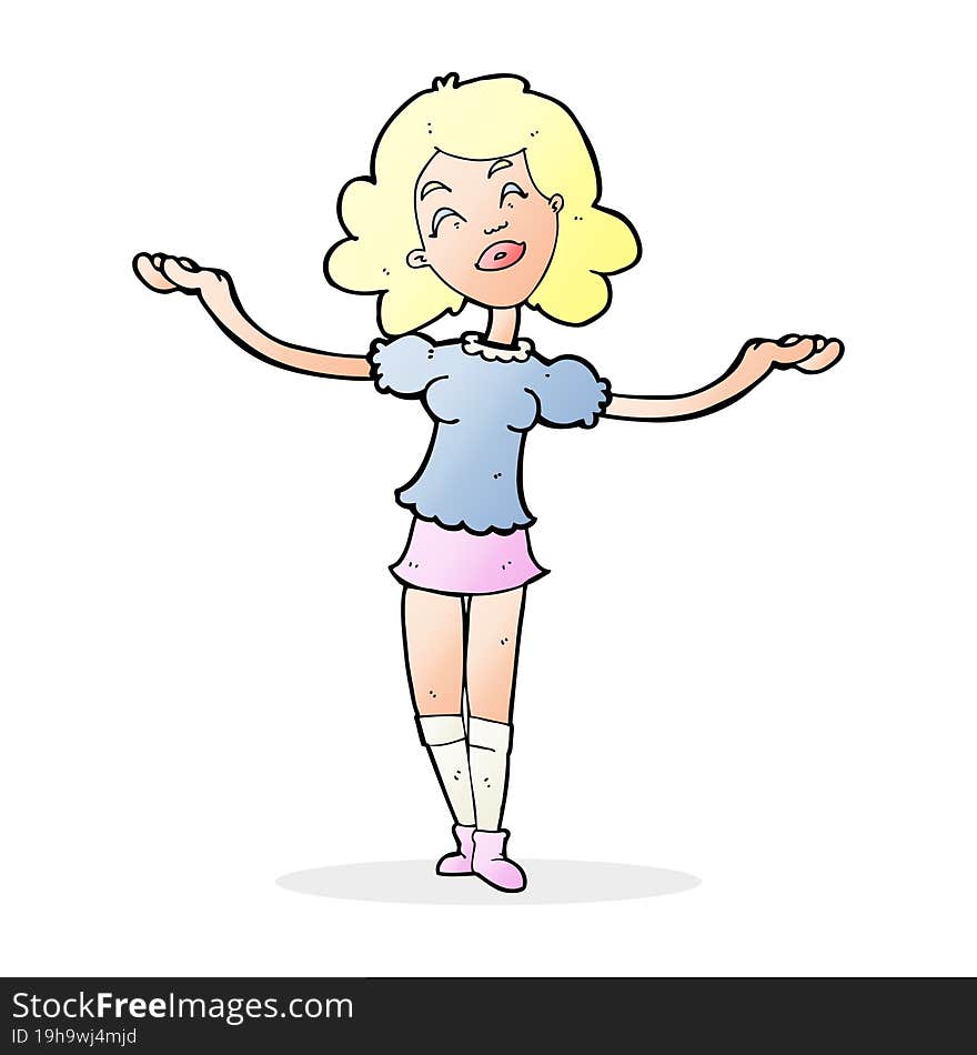 cartoon woman taking praise