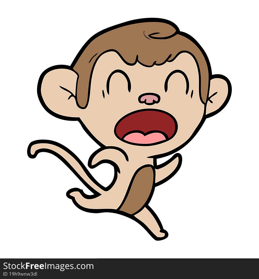 shouting cartoon monkey running. shouting cartoon monkey running