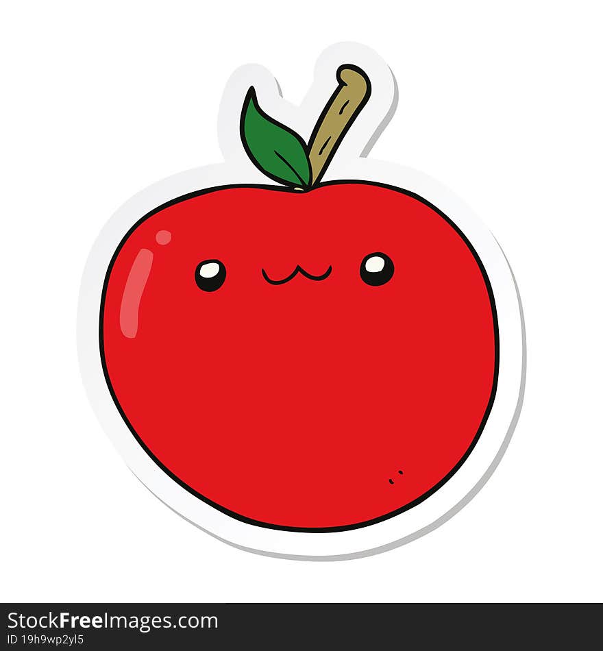 sticker of a cartoon cute apple