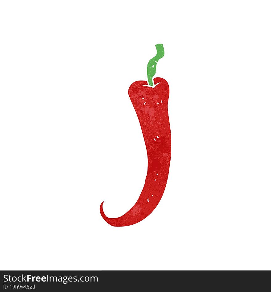 freehand retro cartoon chili pepper