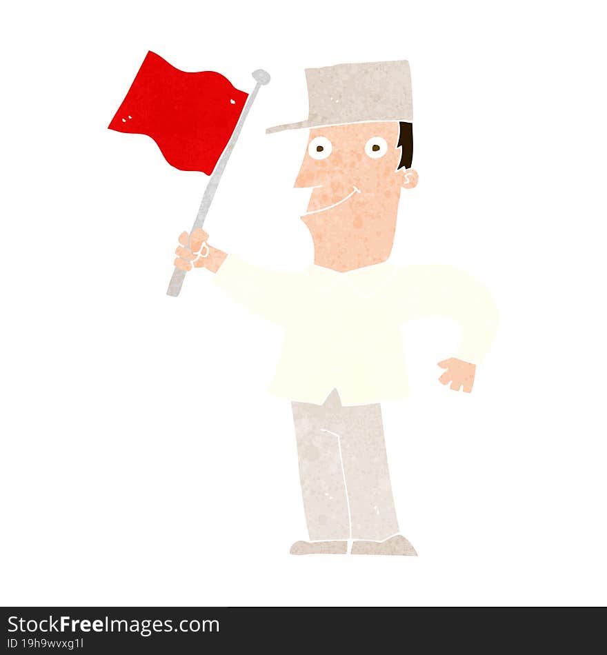 cartoon man waving flag