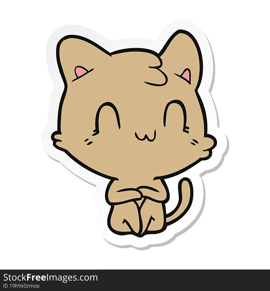 sticker of a cartoon happy cat