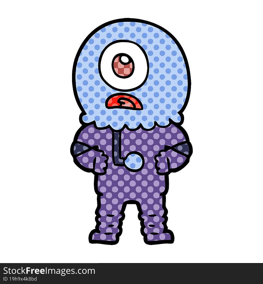 cartoon cyclops alien spaceman. cartoon cyclops alien spaceman