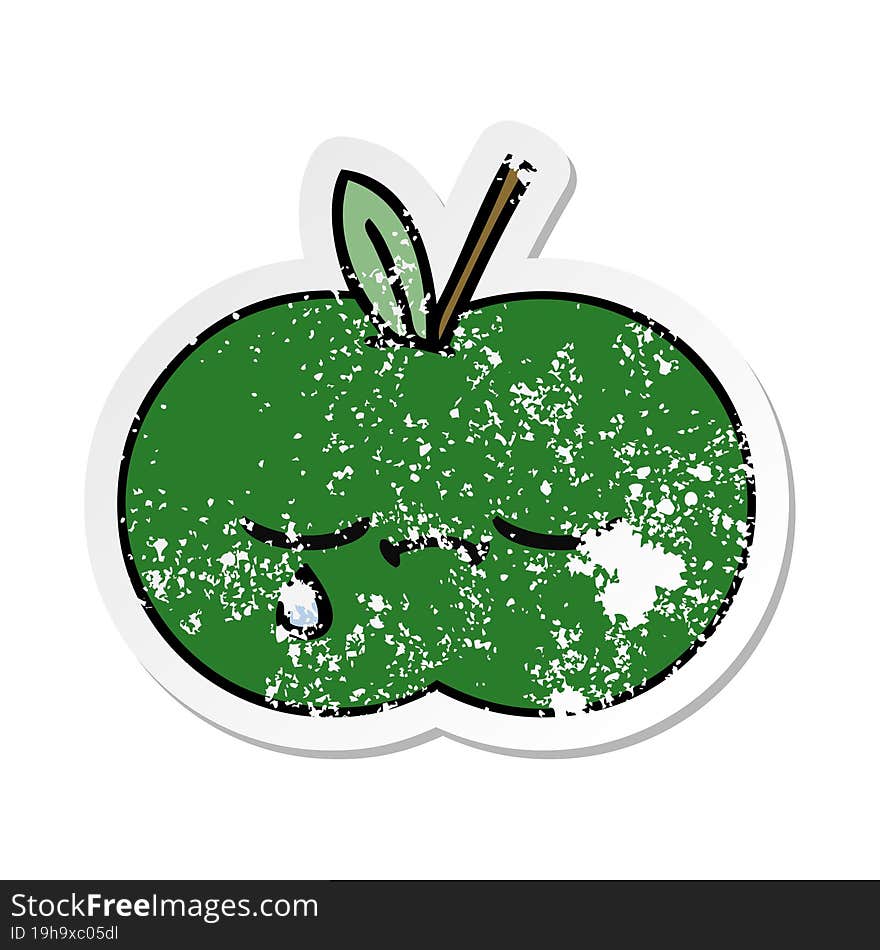 distressed sticker of a cute cartoon juicy apple