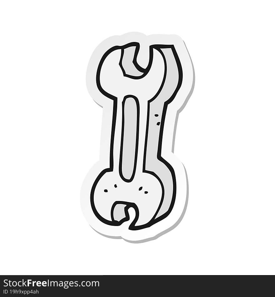 sticker of a cartoon spanner