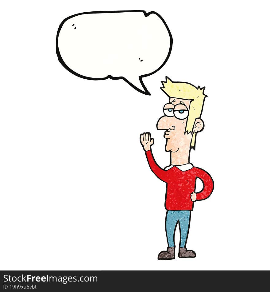 texture speech bubble cartoon man waving