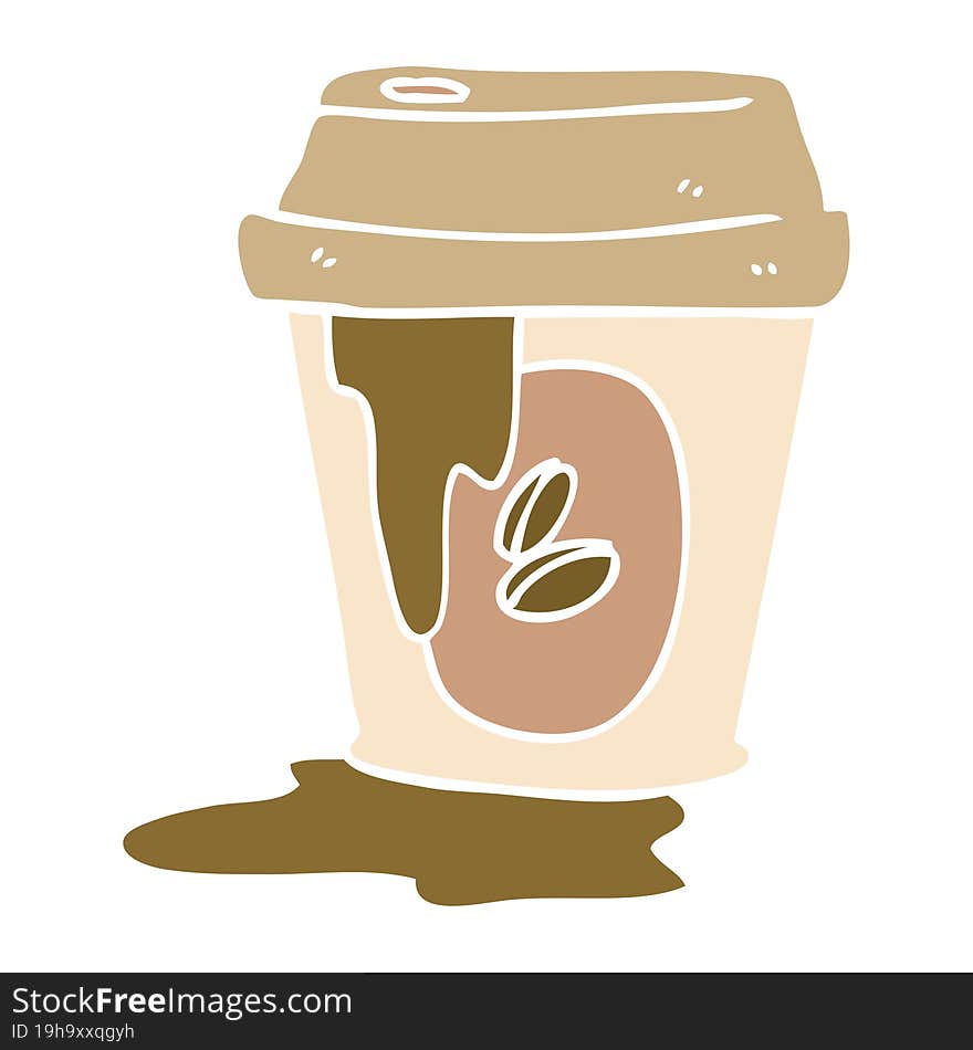 Messy Coffee Cup Flat Color Style Cartoon