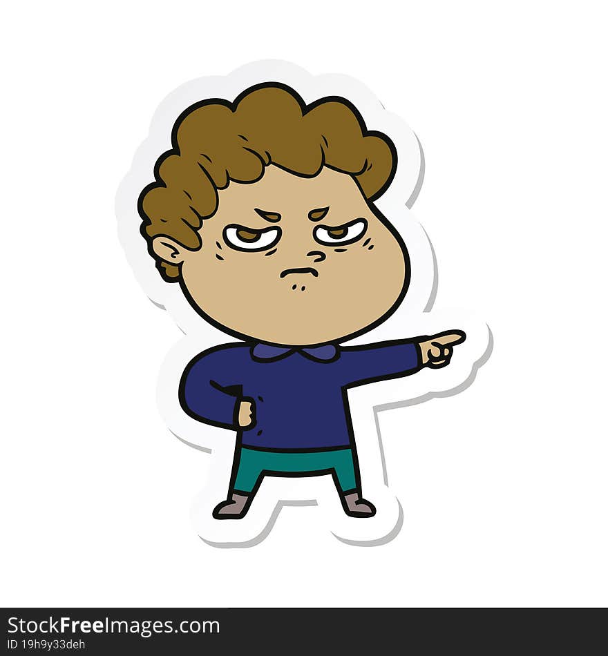 Sticker Of A Cartoon Angry Man