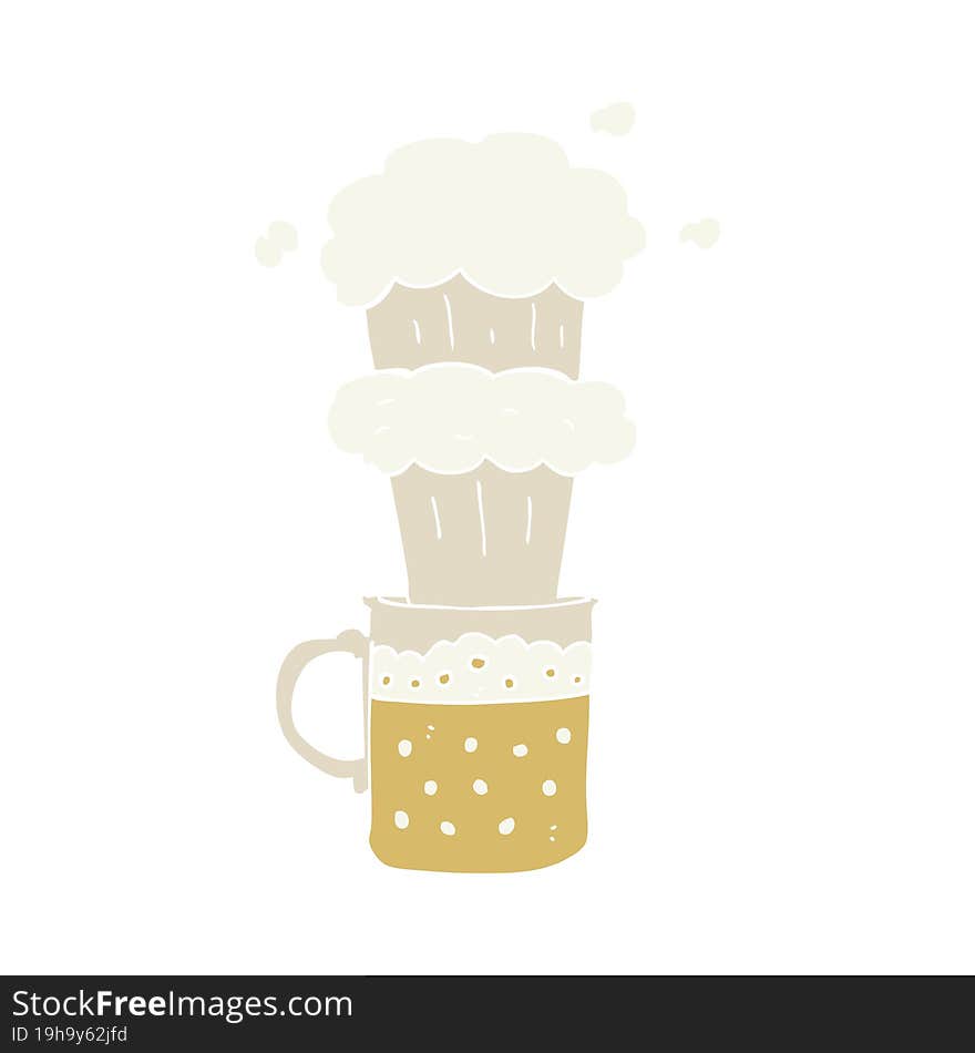 Flat Color Illustration Of A Cartoon Beer