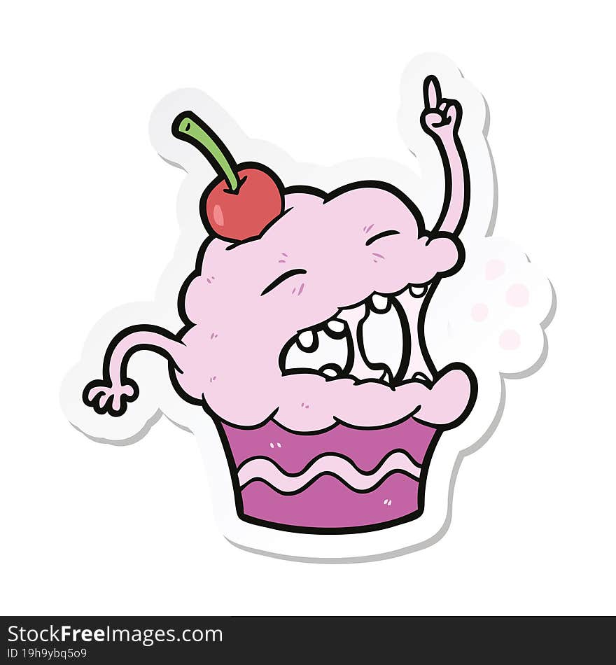 sticker of a cartoon cupcake