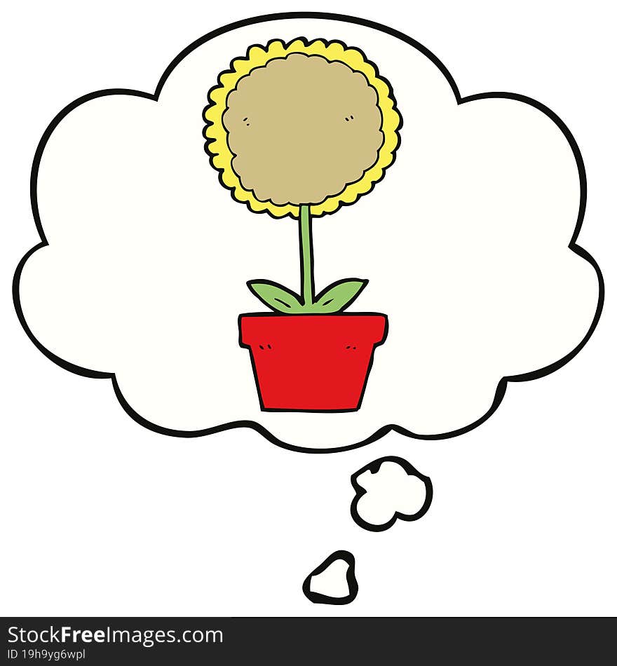 cute cartoon flower with thought bubble. cute cartoon flower with thought bubble