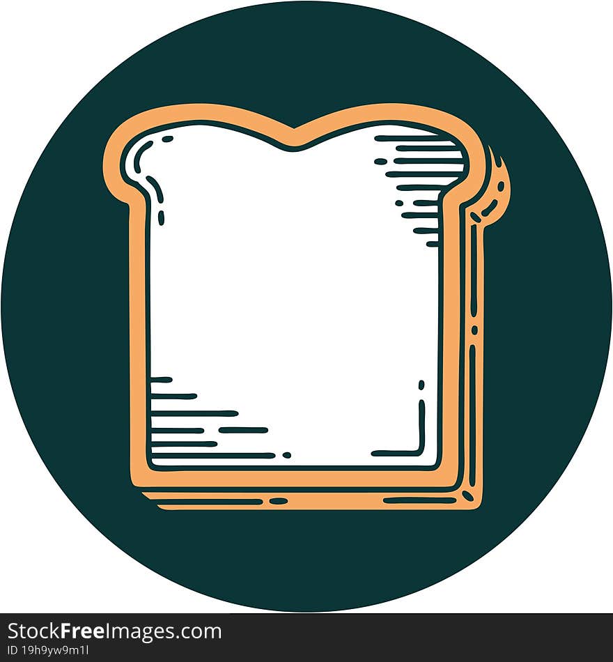 iconic tattoo style image of a slice of bread. iconic tattoo style image of a slice of bread