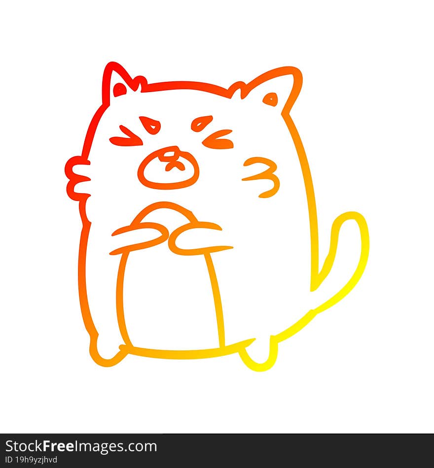 Warm Gradient Line Drawing Angry Cat