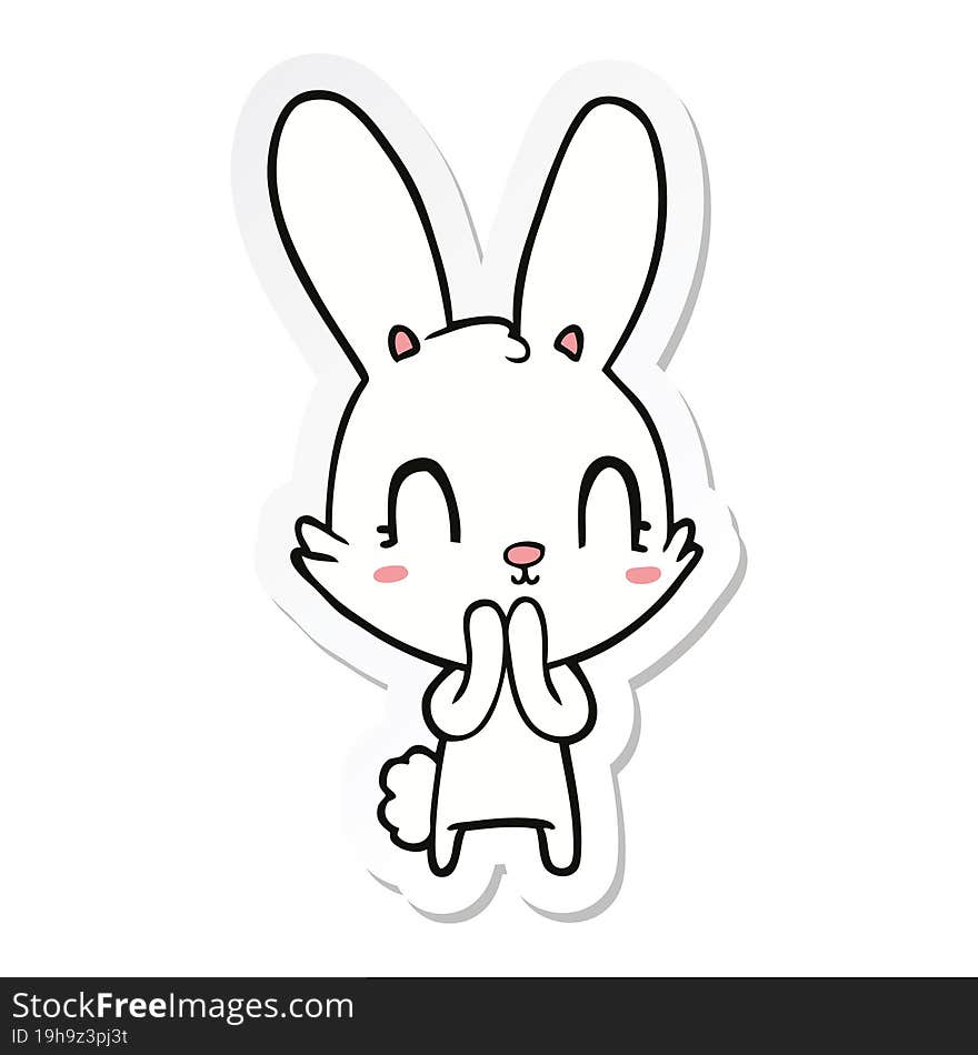 sticker of a cute cartoon rabbit