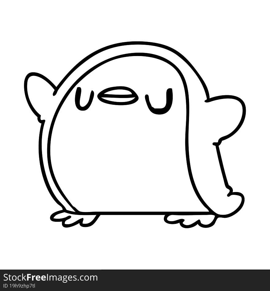 line drawing illustration kawaii of a cute penguin. line drawing illustration kawaii of a cute penguin