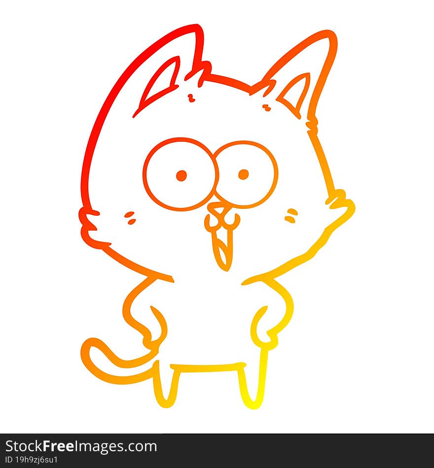 warm gradient line drawing funny cartoon cat