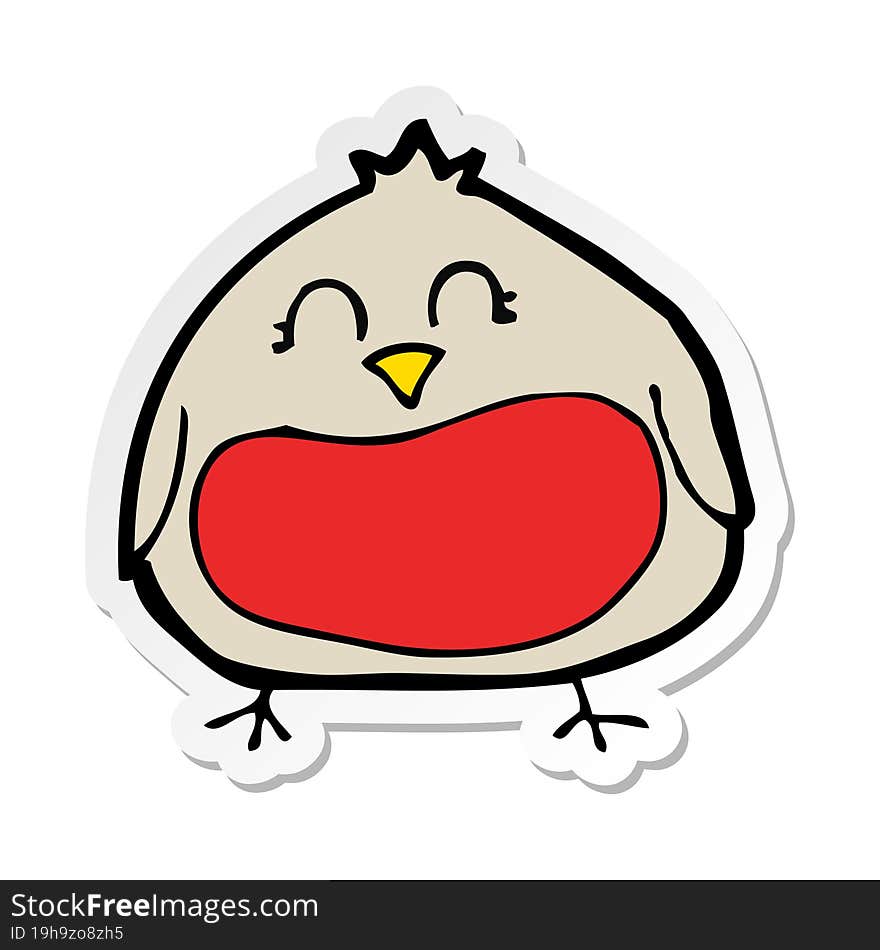 sticker of a funny cartoon christmas robin