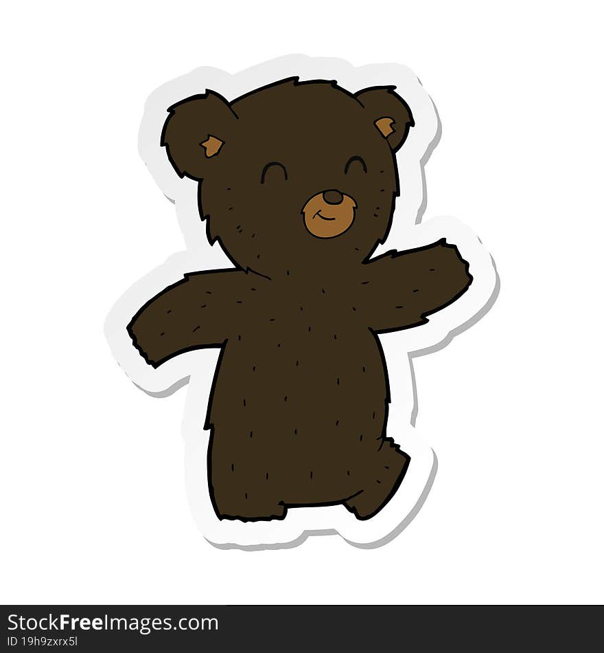 sticker of a cute cartoon black bear