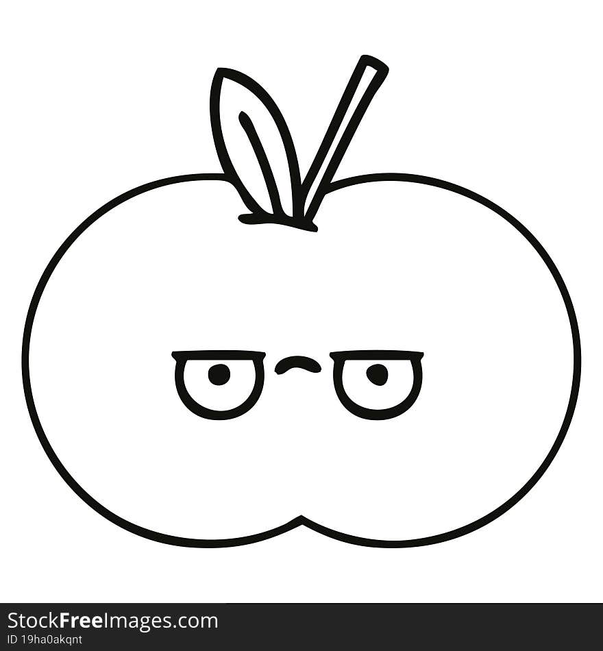 Line Drawing Cartoon Red Apple