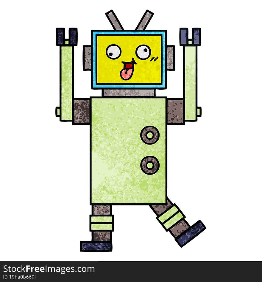 Retro Grunge Texture Cartoon Robot