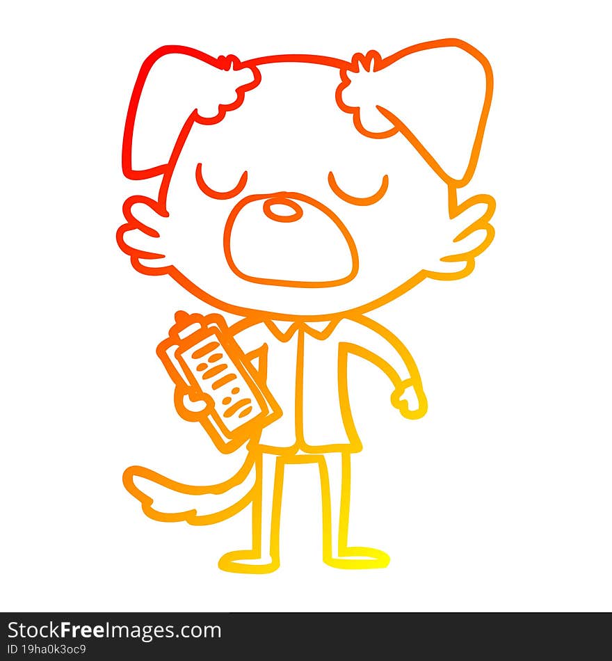 warm gradient line drawing cartoon dog manager