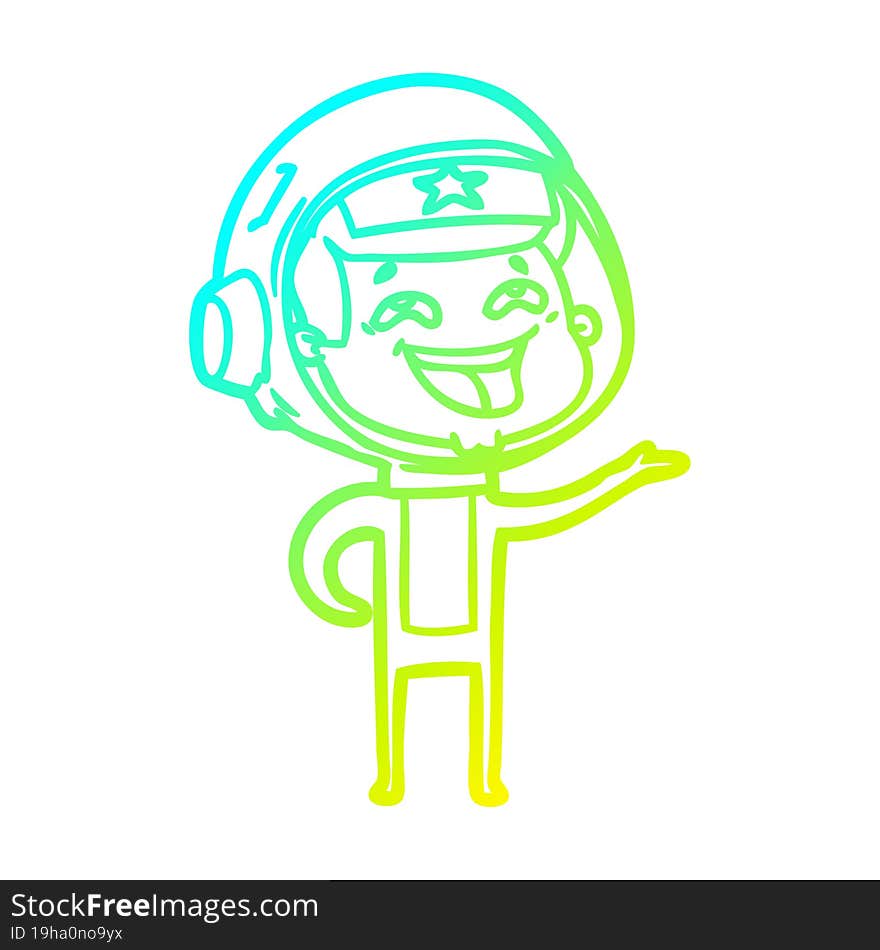 cold gradient line drawing cartoon laughing astronaut