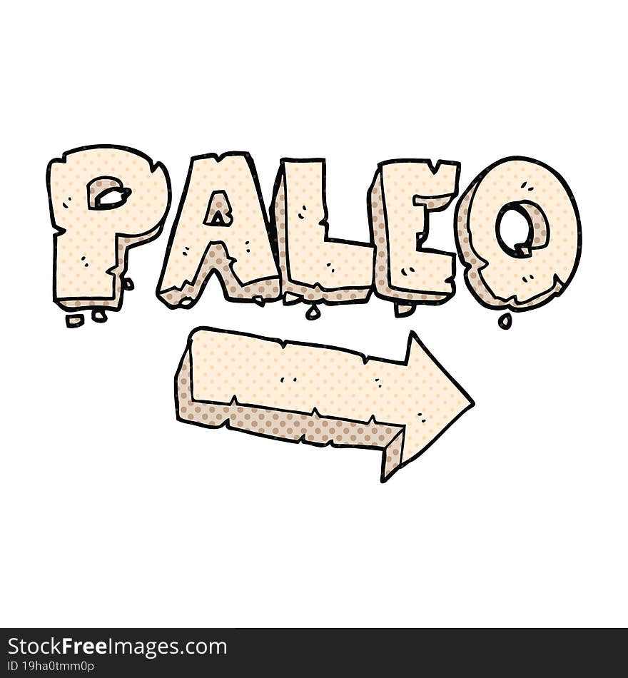 comic book style cartoon paleo diet pointing arrow