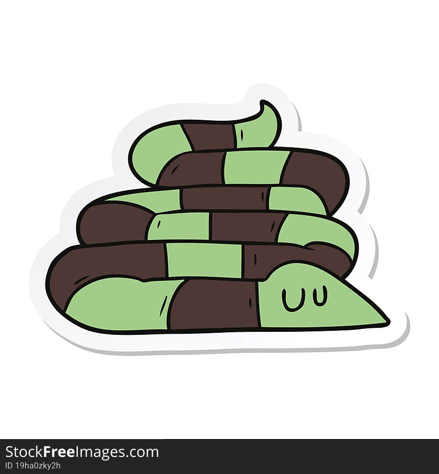 sticker of a cartoon sleepy snake