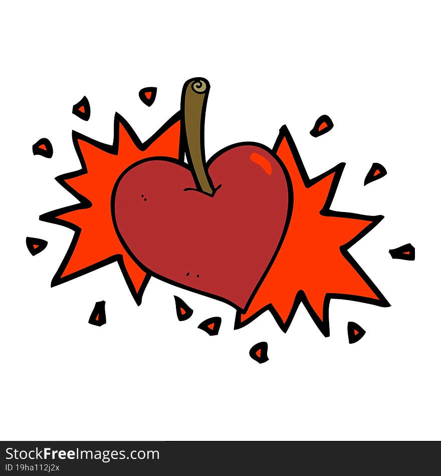 cartoon love heart cherry