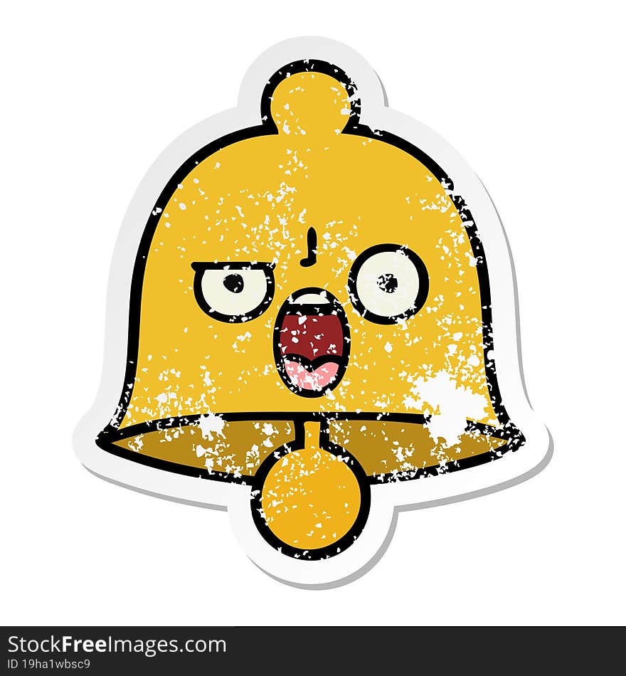 Distressed Sticker Of A Cute Cartoon Bell