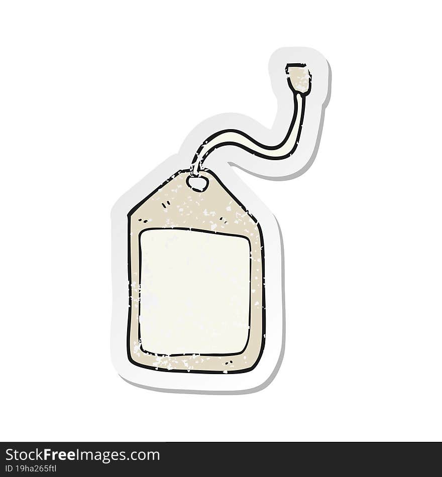 retro distressed sticker of a cartoon luggage tag