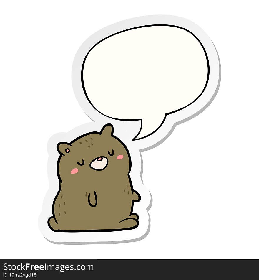 cute cartoon bear and speech bubble sticker