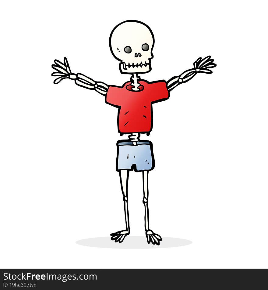 cartoon skeleton in clothes