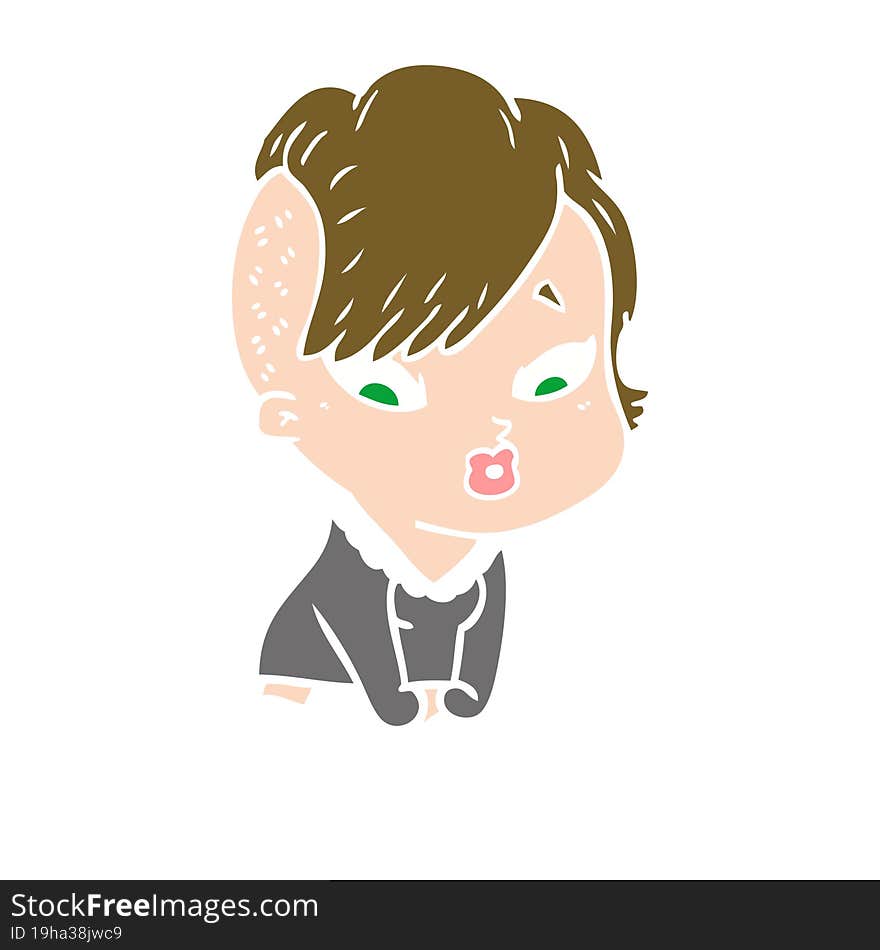 flat color style cartoon surprised girl