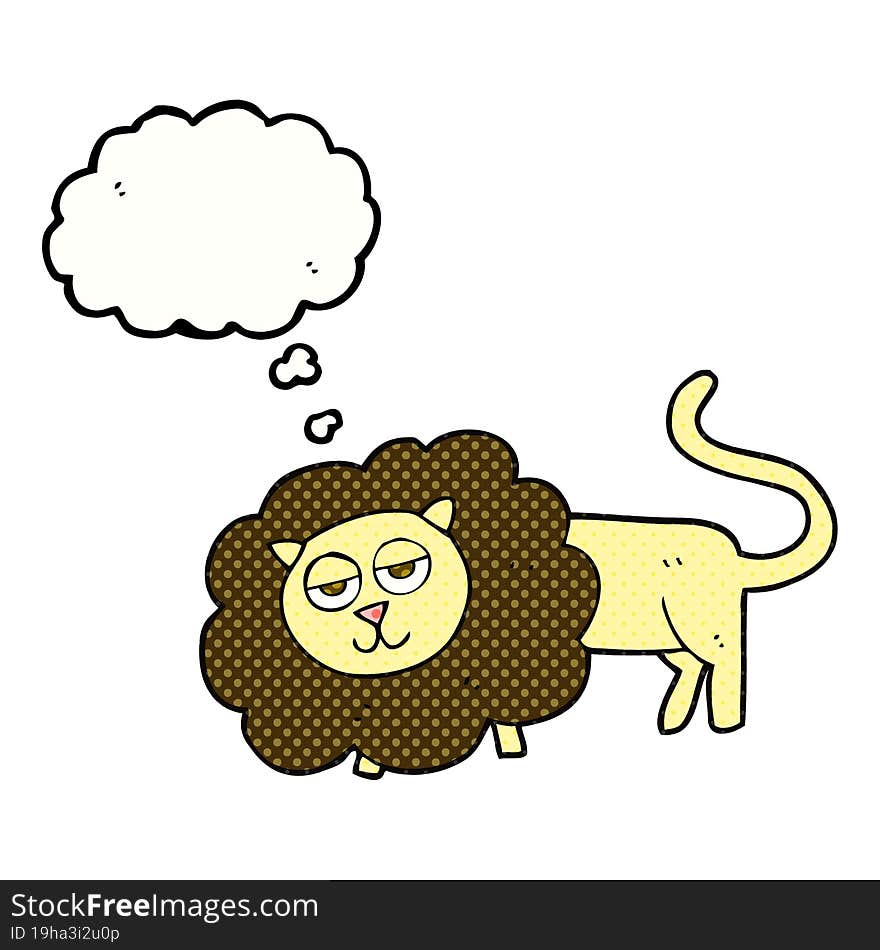 freehand drawn thought bubble cartoon lion