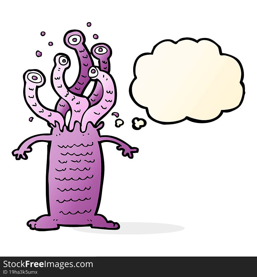 cartoon monster with thought bubble