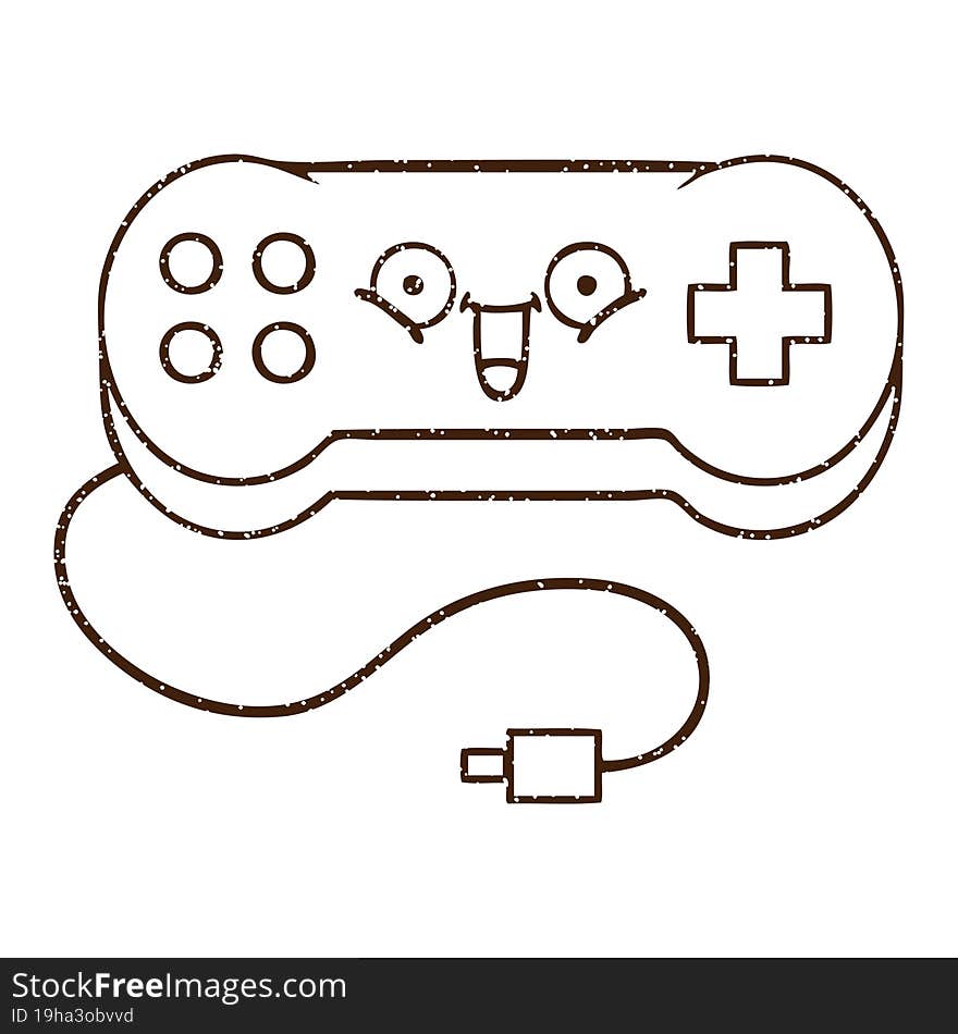 Game Controller Charcoal Drawing