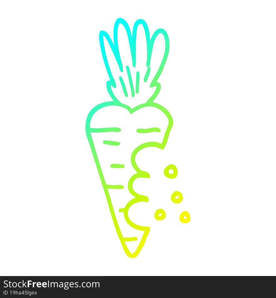 cold gradient line drawing cartoon carrot with bite marks