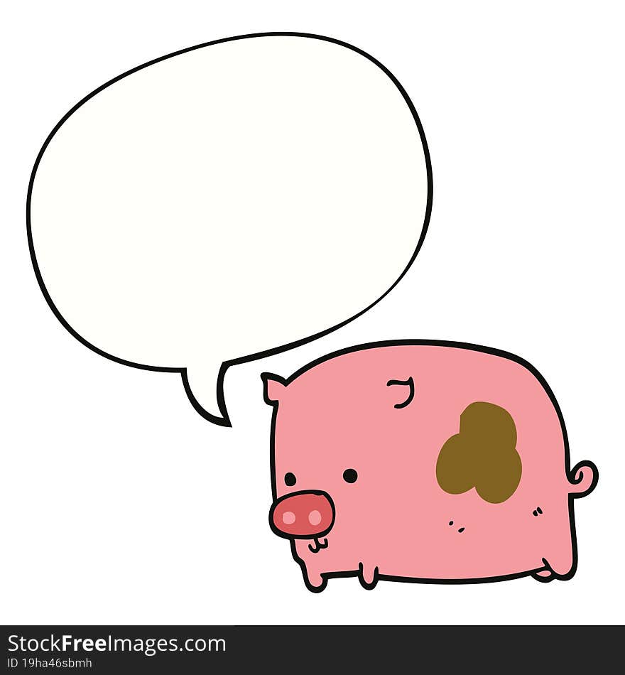 cartoon pig and speech bubble