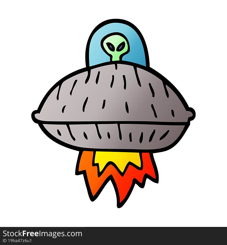 cartoon doodle alien spaceship